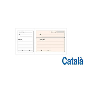 LOAN Talonario preimpreso en català de vales, 105 x 210 mm, papel de 50 gr, sencillo sin copia, 100 hojas
