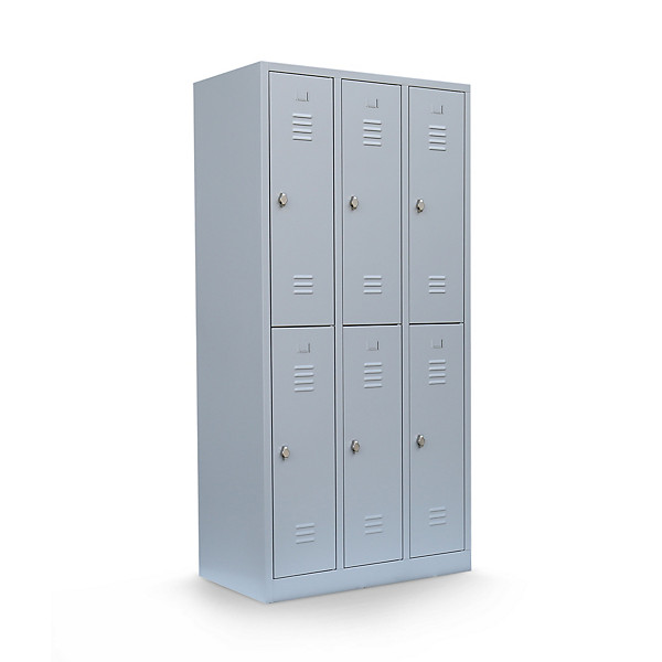 Lockerkast 2-deurs zonder scheidingswand lichtgrijs 6 deuren 50 x 88,5 x 180 cm - 1