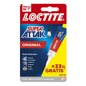 Loctite Colla Super Attak Original 3 grammi + 33% gratis Loctite Colla Super Attak Original 3 grammi + 33% gratis