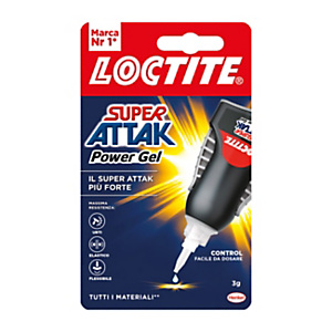 Loctite Colla Super Attak Power Gel Control, adesivo universale istantaneo per incollaggi flessibili, 3 g