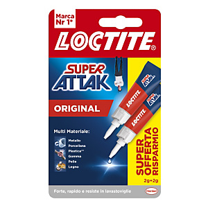 Loctite Offerta Risparmio Adesivo universale istantaneo Super Attak, 2 g + 2 g Loctite Offerta Risparmio Adesivo universale istantaneo Super Attak, 2 g + 2 g