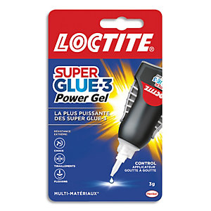 LOCTITE SUPER GLUE Flacon doser 3g Colle instantanée gel (goute à goute) CONTROL