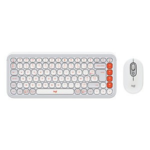 Logitech 920-013110, Sans fil, Bluetooth, Commutateur de touche « ciseaux », AZERTY, Orange, Blanc, Souris incluse Logitech 920-013110, Sans fil, Bluetooth, Commutateur de touche « ciseaux », AZERTY, Orange, Blanc, Souris incluse