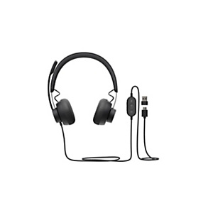 Logitech Casque filaire Duo ZONE WIRED MS USB-C/A - Anti-bruit - Télécommande sur le fil - Certifié Teams - Noir Logitech Casque filaire Duo ZONE WIRED MS USB-C/A - Anti-bruit - Télécommande sur le fil - Certifié Teams - Noir