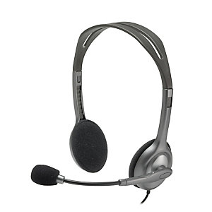 Logitech H110 headset, Casque, Arceau, Bureau/Centre d'appels, Noir, Argent, Binaural, 1,8 m 981-000271