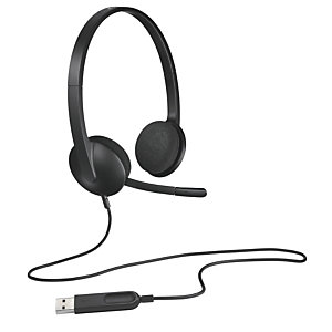 Logitech H340 USB Computer Headset, Alámbrico, Oficina/Centro de llamadas, 20 - 20000 Hz, 100 g, Auriculares, Negro 981-000475