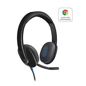 Logitech H540 USB Computer Headset, Alámbrico, Oficina/Centro de llamadas, 20 - 20000 Hz, 120 g, Auriculares, Negro 981-000480