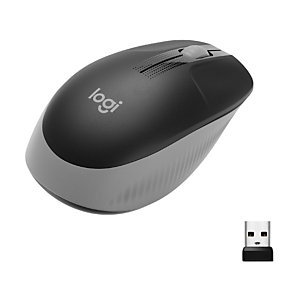 Logitech M190 Full-Size Wireless Mouse, Ambidextre, Optique, RF sans fil, 1000 DPI, Noir, Gris 910-005906