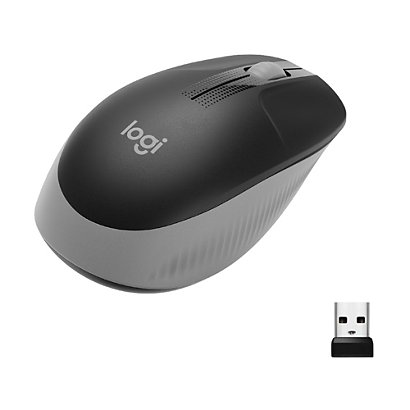 Logitech M190 Full-Size Wireless Mouse, Ambidextre, Optique, RF sans fil, 1000 DPI, Noir, Gris 910-005906 - 1