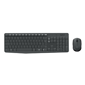 Logitech MK235 Wireless Keyboard and Mouse Combo, Completo (100%), Inalámbrico, USB, QWERTY, Gris, Ratón incluido 920-007931