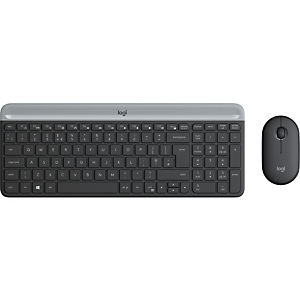 Logitech MK470 Slim Wireless Combo, Estándar, RF inalámbrico, AZERTY, Grafito, Ratón incluido 920-009190