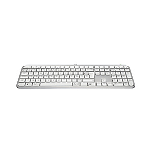 Logitech MX Keys S, Sans fil, RF sans fil + Bluetooth, Commutateur de touche « ciseaux », AZERTY, LED, Aluminium, Blanc 920-011569 Logitech MX Keys S, Sans fil, RF sans fil + Bluetooth, Commutateur de touche « ciseaux », AZERTY, LED, Aluminium, Blanc 920-011569