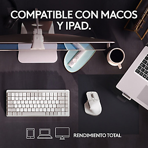 Logitech MX Master 3S for Mac, mano derecha, Laser, Bluetooth, 8000 DPI, Plata, Blanco 910-006572