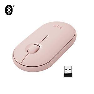 Logitech Pebble M350, Ambidextro, Óptico, RF Wireless + Bluetooth, 1000 DPI, Rosa 910-005717 Logitech Pebble M350, Ambidextro, Óptico, RF Wireless + Bluetooth, 1000 DPI, Rosa 910-005717