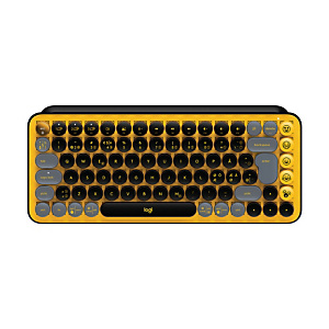 Logitech POP Keys Wireless Mechanical Keyboard With Emoji Keys, Mini, RF Wireless + Bluetooth, Interruptor mecánico, QWERTY, Negro, Gris, Amarillo 920-010731