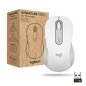 Logitech Signature M650 for Business, mano derecha, Óptico, RF inalámbrica + Bluetooth, 4000 DPI, Blanco 910-006275