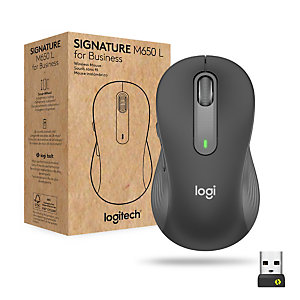 Logitech Signature M650 for Business, mano derecha, Óptico, RF inalámbrica + Bluetooth, 4000 DPI, Grafito 910-006348