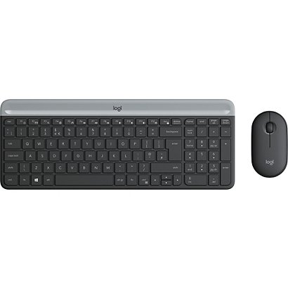 Logitech Slim Wireless Keyboard and Mouse Combo MK470, Completo (100%), RF inalámbrico, QWERTY, Grafito, Ratón incluido 920-009260