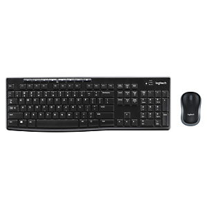 Logitech Wireless Combo MK270, Completo (100%), Inalámbrico, RF inalámbrico, QWERTY, Negro, Ratón incluido 920-004535