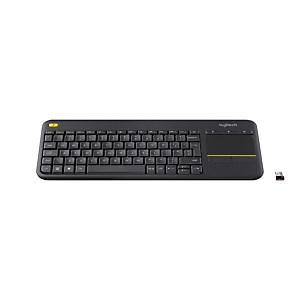 Logitech Wireless Touch Keyboard K400 Plus, Completo (100%), Inalámbrico, RF inalámbrico, AZERTY, Negro 920-007129
