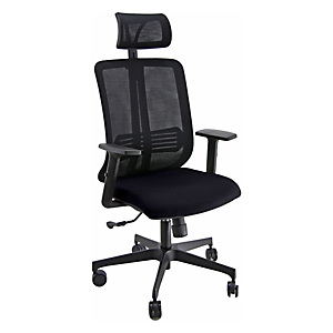 London, Sedia operativa ergonomica, Rete e tessuto ignifugo, Nero London, Sedia operativa ergonomica, Rete e tessuto ignifugo, Nero