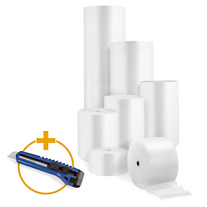 Lot de 2 rouleaux film à bulles diamètre 10 mm, 50 cm x 50 m Lot de 2 rouleaux film à bulles diamètre 10 mm, 50 cm x 50 m