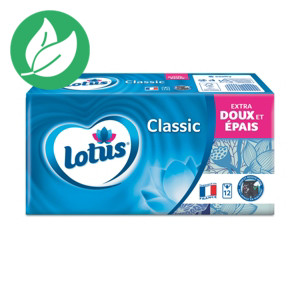 Lotus Mouchoirs en papier Classic, quadruple épaisseur - étui de 9 mouchoirs - Blanc Lotus Mouchoirs en papier Classic, quadruple épaisseur - étui de 9 mouchoirs - Blanc