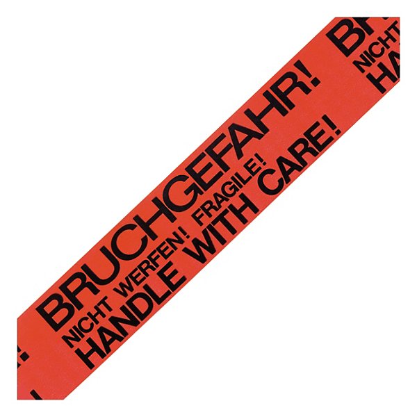 Low-noise PP Warnband mit Standardaufdruck "fragile - handle with care", 48 mm x 66 m - 2