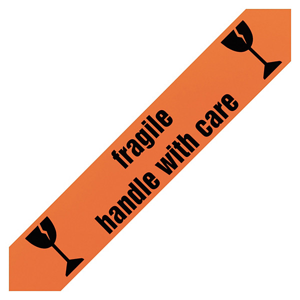 Low-noise PP Warnband mit Standardaufdruck "fragile - handle with care", 48 mm x 66 m - 1