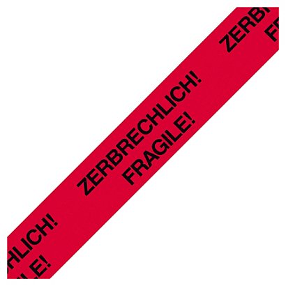 Low-noise PP Warnband mit Standardaufdruck "Zerbrechlich - Fragile", 50 mm x 66 m - 1
