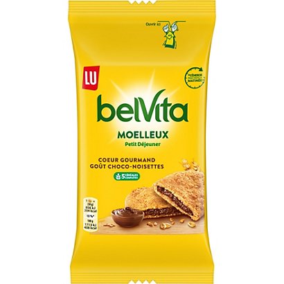 LU Belvita gâteaux moelleux Petit déjeuner, cœur gourmand chocolat-noisettes - Lot de 14 sachets fraîcheur de 50 g