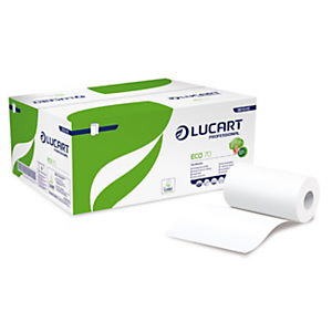 LUCART Asciugamani in rotolo Eco 70 , 190 strappi, 2 veli, Goffratura micro+, Bianco (confezione 12 pezzi) LUCART Asciugamani in rotolo Eco 70 , 190 strappi, 2 veli, Goffratura micro+, Bianco (confezione 12 pezzi)