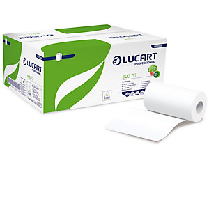 LUCART Asciugamani in rotolo Eco 70 - Mini - 2 veli - goffratura micro+ - 18,5 gr - diametro 13 cm - 22,8 cm x 70 mt - bianco