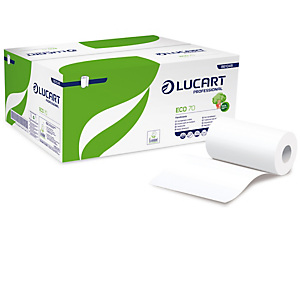 LUCART Asciugamani in rotolo Eco 70 - Mini - 2 veli - goffratura micro+ - 18,5 gr - diametro 13 cm - 22,8 cm x 70 mt - bianco LUCART Asciugamani in rotolo Eco 70 - Mini - 2 veli - goffratura micro+ - 18,5 gr - diametro 13 cm - 22,8 cm x 70 mt - bianco