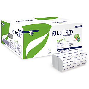 LUCART Asciugamani piegati a V Eco - 2 veli - goffratura corda - 21x21 cm - 19,5 gr - bianco - conf. 190 pezzi LUCART Asciugamani piegati a V Eco - 2 veli - goffratura corda - 21x21 cm - 19,5 gr - bianco - conf. 190 pezzi