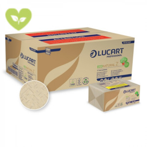 LUCART Asciugamano di carta piegato a Z EcoNatural Z, 2 veli, Naturale (18 pacchi da 220 pezzi) LUCART Asciugamano di carta piegato a Z EcoNatural Z, 2 veli, Naturale (18 pacchi da 220 pezzi)