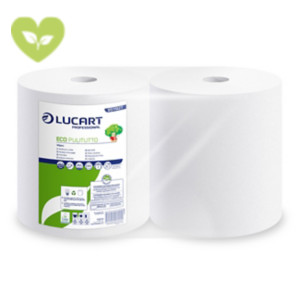 LUCART Bobina asciugatutto industriale Eco Pulitutto, 800 strappi, 2 veli, Goffratura micro, Bianco (confezione 2 pezzi) LUCART Bobina asciugatutto industriale Eco Pulitutto, 800 strappi, 2 veli, Goffratura micro, Bianco (confezione 2 pezzi)