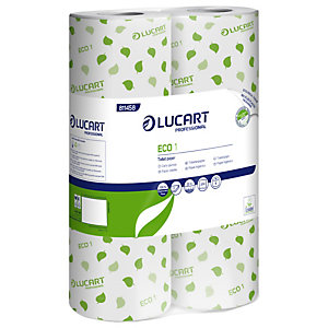LUCART Carta igienica Eco - 2 veli - 16,5 gr - diametro 10,2 cm - 9,8 cm x 22 mt - 200 strappi  - pacco 6 rotoli fascettati singolarmente