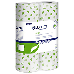 LUCART Carta igienica Eco - 2 veli - 16,5 gr - diametro 10,2 cm - 9,8 cm x 22 mt - 200 strappi  - pacco 6 rotoli fascettati singolarmente