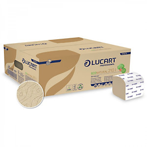 LUCART Carta igienica interfogliata in Fiberpack®, interfogliato 10 x 21 cm, 2 veli, Avana (confezione 40 pacchi da 210 fogli)