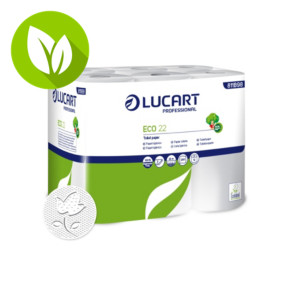 LUCART Eco 22 Rollo de papel higiénico Domésitco de 2 capas y 22 m, paquete de 12 rollos LUCART Eco 22 Rollo de papel higiénico Domésitco de 2 capas y 22 m, paquete de 12 rollos