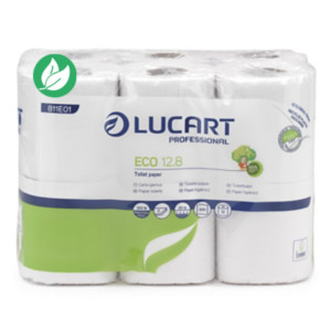 Lucart Papier toilette économique recyclé double épaisseur 200 feuilles gaufrées blanc - Carton de 96 rouleaux standard