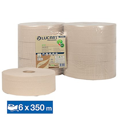 LUCART Papier toilette Lucart EcoNatural économique, lot de 6 maxi bobines