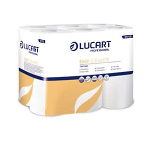LUCART Papier toilette en rouleaux standard, double épaisseur, gaufré, 180 feuilles, 113 mm, blanc (Carton de 96 rouleaux)