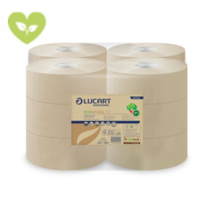 LUCART Rotolo di carta igienica Jumbo EcoNatural 150, 2 veli, Naturale (confezione 12 pezzi)
