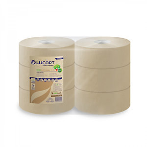 LUCART Rotolo di carta igienica Jumbo EcoNatural 300, 2 veli, Naturale (confezione 6 pezzi)