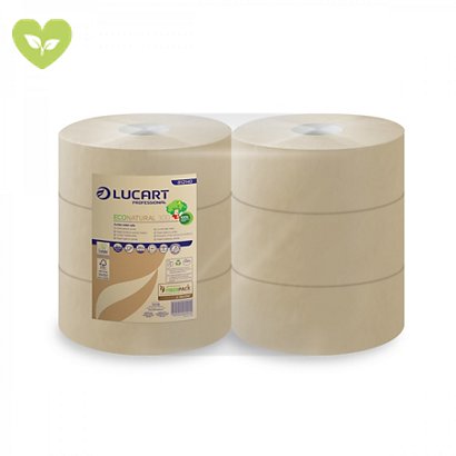 LUCART Rotolo di carta igienica Jumbo EcoNatural 300, 2 veli, Naturale (confezione 6 pezzi)