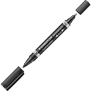 Lumocolor® Duo permanente marker twee uiteinden fijne en middelgrote punten (0,6 mm en 1,5 mm lijndikten) zwart