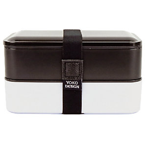 Lunch Box Yoko Design, 2 compartiments, 1200ml, coloris noir et blanc