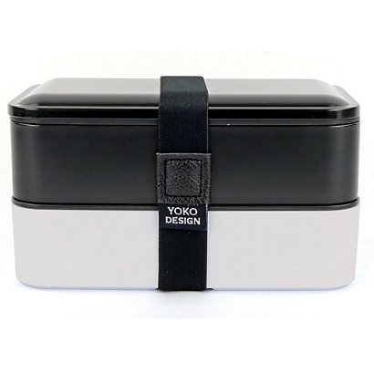 Lunch Box Yoko Design, 2 compartiments, 1200ml, coloris noir et blanc - 1
